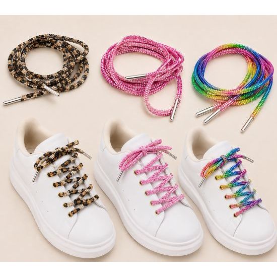 Sparkle Rhinestone Shoelaces – Pink, Multi & Leopard