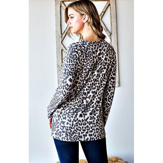 Animal Print Top with Red Sequin Heart