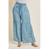 Light Chambray Tiered Wide Leg Pants
