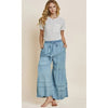 Light Chambray Tiered Wide Leg Pants