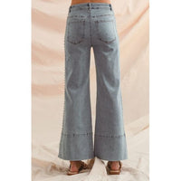 Pearl Embellished Flare Jeans – Light Denim