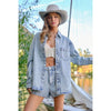 Light Denim Rhinestone Pinstripe Jacket