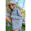 Light Denim Rhinestone Pinstripe Jacket