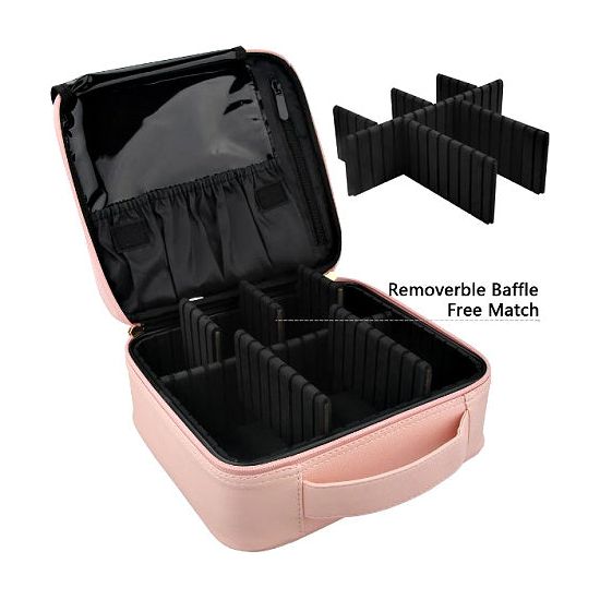 Pink Cosmetic Makeup Travel Case - Rhinestone Gal