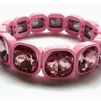 Square Crystal Gemstone Stretch Bracelet – Colorful Sparkly Statement Jewelry