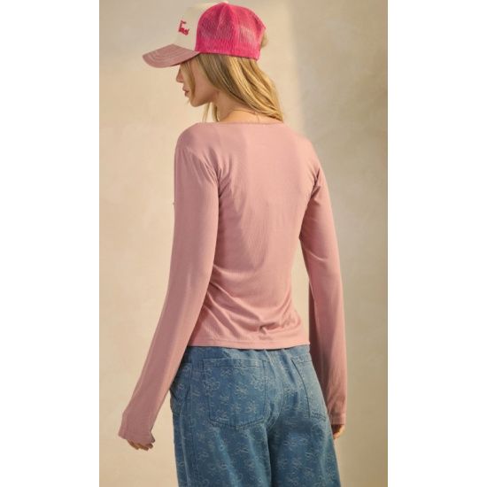 Light Rose Lace-Trim Jersey Cardigan