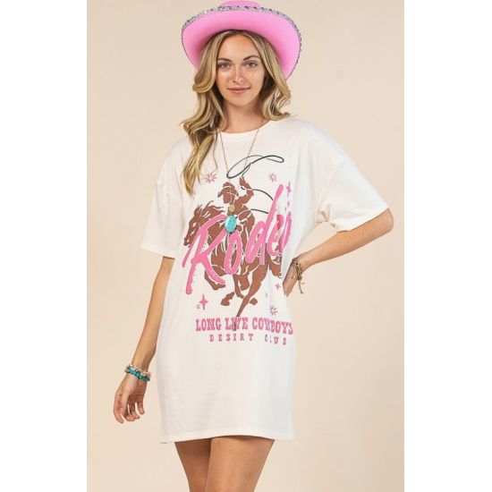 Long Live Cowboys Rodeo Graphic T-Shirt Dress