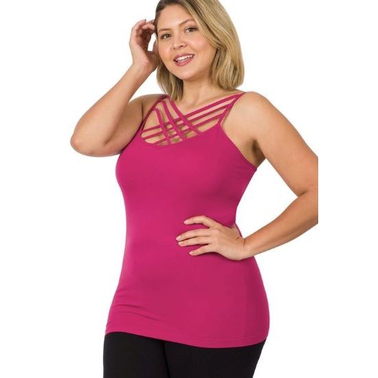 Magenta Criss Cross Seamless Plus Size Cami