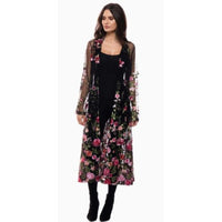 Midnight Bloom Embroidered Mesh Duster Jacket