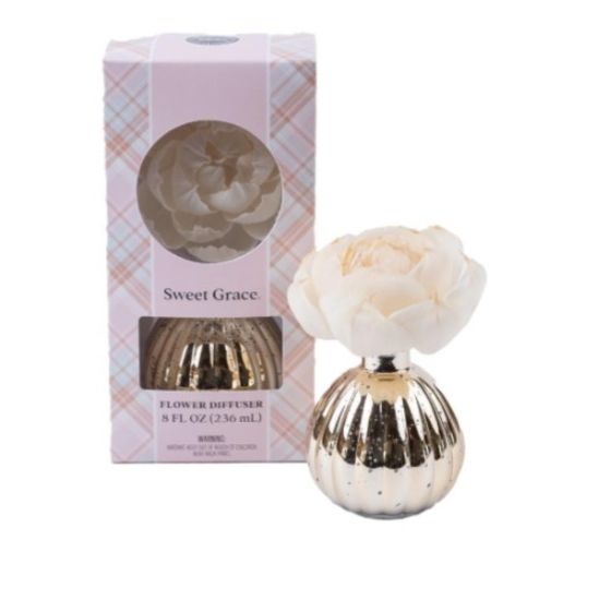 Sweet Grace Mercury Glass Flower Diffuser – 8 fl. oz.