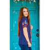 Navy Multi-Color Embroidered Top