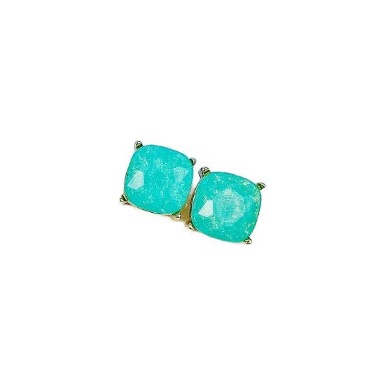 Colorful Cushion Cut Gemstone Stud Post Earrings