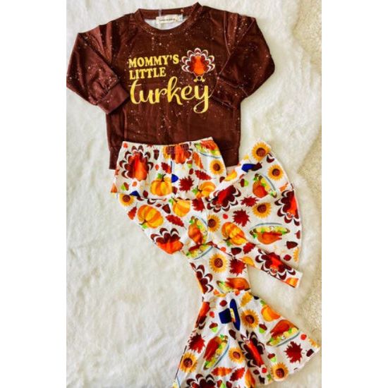 Mommy's Little Turkey Top with Matching Bell Bottom Set