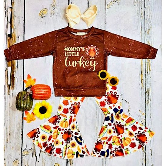Mommy's Little Turkey Top with Matching Bell Bottom Set