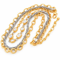 Gold & Silver Multi-Layer Rhinestone Chain Necklace