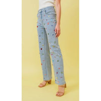 Multi Color Rhinestone Stretch Jeans