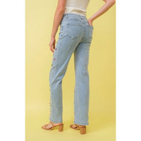 Multi Color Rhinestone Stretch Jeans