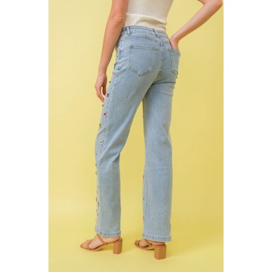 Multi Color Rhinestone Stretch Jeans