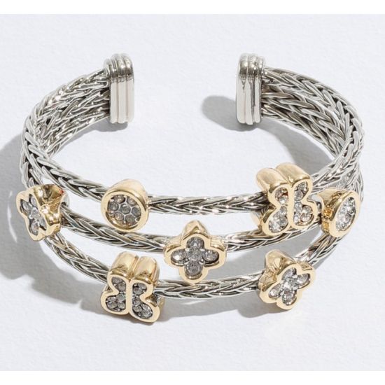 Triple Braided Bangle Butterfly & Clover Deco Bracelet