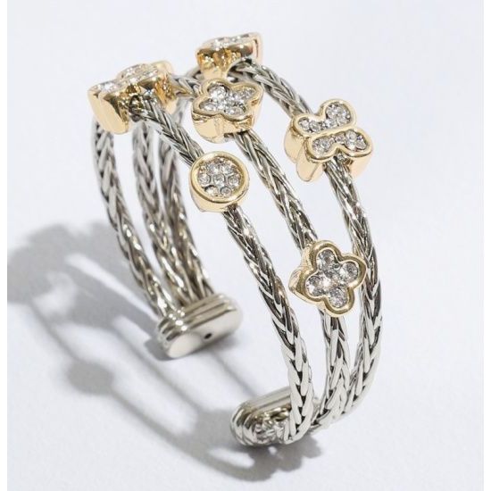 Triple Braided Bangle Butterfly & Clover Deco Bracelet