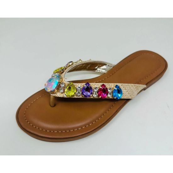 Multi Rhinestone Crystal Flip Flops