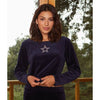 Dallas Cowboys Navy Velour Star Top with Rhinestone Logo