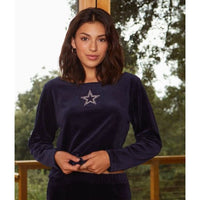 Dallas Cowboys Navy Velour Star Top with Rhinestone Logo