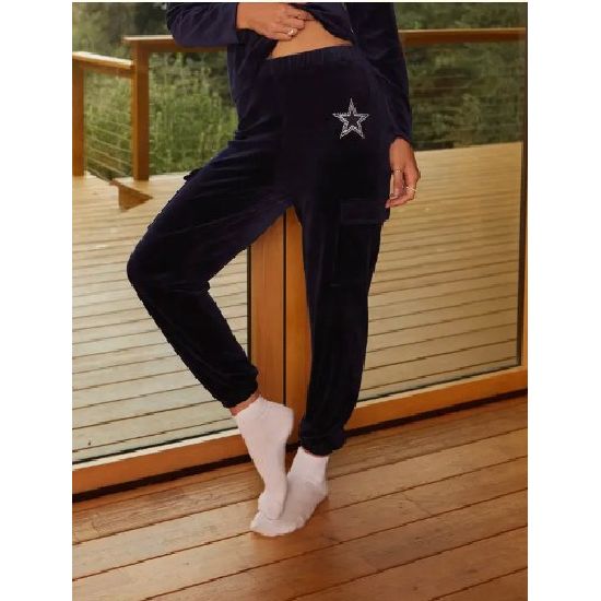 Dallas Cowboys Navy Velour Star Cargo Joggers