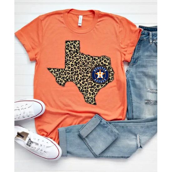 Astros Texas Leopard Graphic Orange Tee
