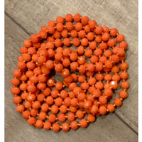 Long Orange Beaded Necklace - Rhinestone Gal