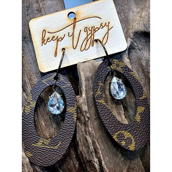 Keep it Gypsy Upcycled Cut Out Earrings with Crystal Stone