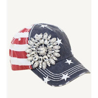 Patriotic Rhinestone Starburst Cap