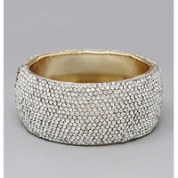 Wide Pavé Rhinestone or Pearl Hinge Bracelet