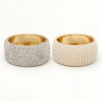 Wide Pavé Rhinestone or Pearl Hinge Bracelet