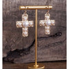 Primitive Worn Gold Cross Earrings – Turquoise or Pearl