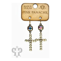 Pink Panache Pearl Cross Earrings - Rhinestone Gal