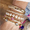 Pearl Hearts Stretchy Bangle – Gold and Pearls