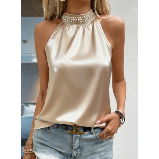 Pearl Neck Sleeveless Top