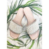 Pearl Sandals with Rhinestone Detail