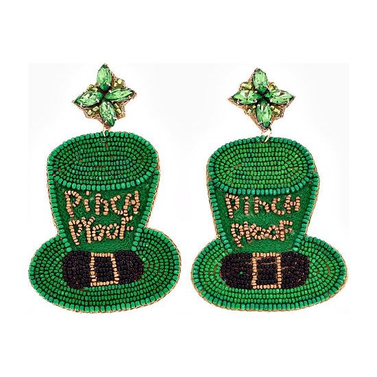 Pinch Proof Leprechaun Hat St. Patricks Earrings - Rhinestone Gal