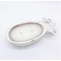 White Washed Pineapple Shaped Dough Bowl Candle