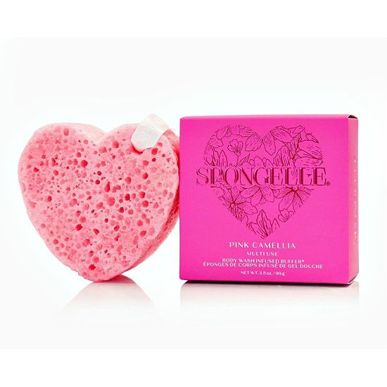 Spongellé Pink Camellia Heart Body Buffer