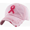 Pink Vintage Cap with Pink Breast Cancer Ribbon