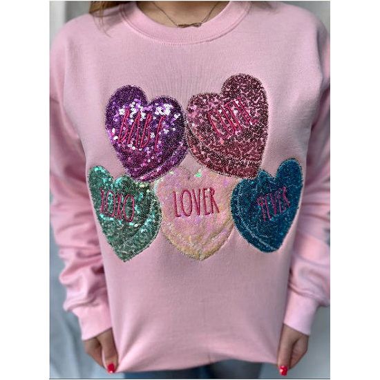 Light Pink Conversation Heart Sweatshirt