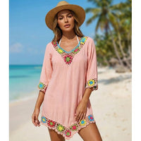 Blush Pink Floral Crochet Beach Cover Up