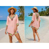 Blush Pink Floral Crochet Beach Cover Up