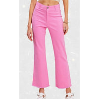 High-Rise Pink Stretch Flare Jeans