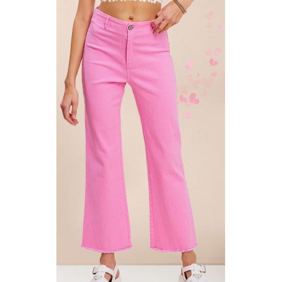 High-Rise Pink Stretch Flare Jeans