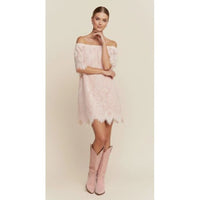 Blush Lace Off-Shoulder Mini Dress