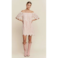 Blush Lace Off-Shoulder Mini Dress